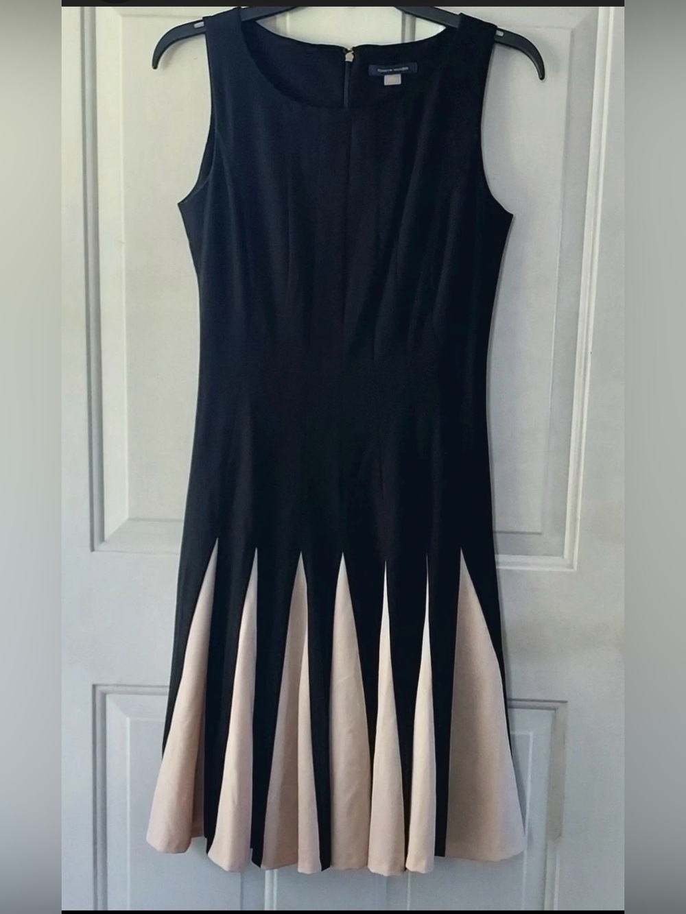 Tommy Hilfiger Black Cream Fit Flare Swing Dress 2 Preppy Cottagecore Coquette
